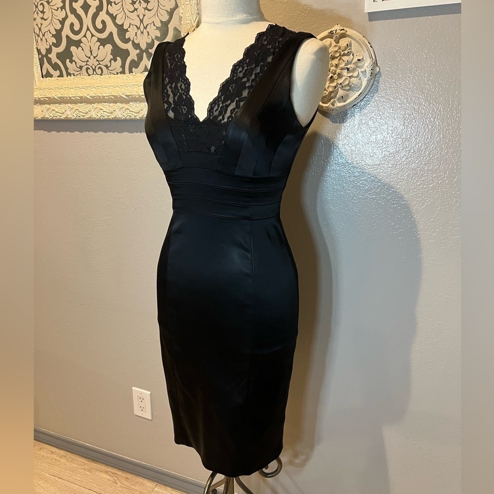 Black satin and lace dress by Jax